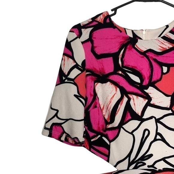 BISOU Bisou Short Sleeve Floral Cutout Midi Dress Size 8 - Picture 6 of 14